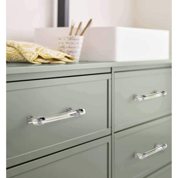 Amerock Glacio 6-5/16 in 160 mm Center-to-Center Clear/Polished Chrome Cabinet Pull - BP36656C26