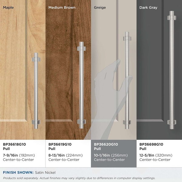 Amerock Davenport 10-1/16 inch 256mm Center-to-Center Satin Nickel Cabinet Pull - BP36620G10