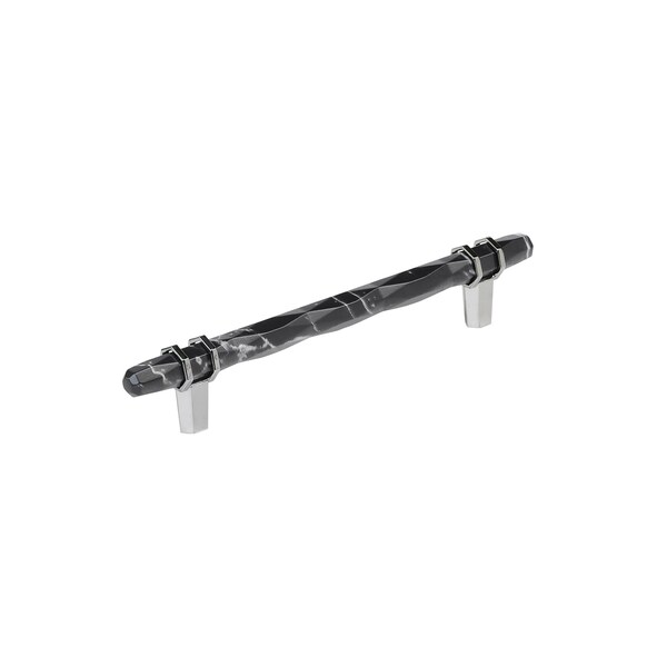 Amerock Carrione 6-5/16 inch 160mm Center-to-Center Marble Black/Polished Chrome Cabinet Pull - BP36650MBK26