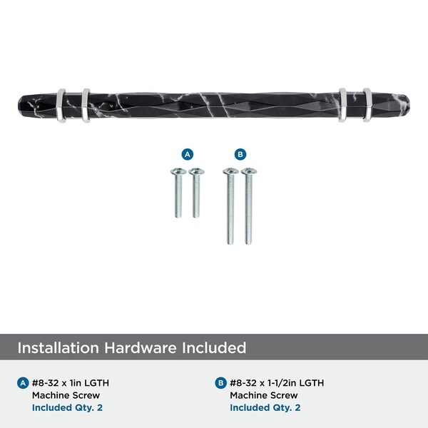 Amerock Carrione 6-5/16 inch 160mm Center-to-Center Marble Black/Polished Chrome Cabinet Pull - BP36650MBK26