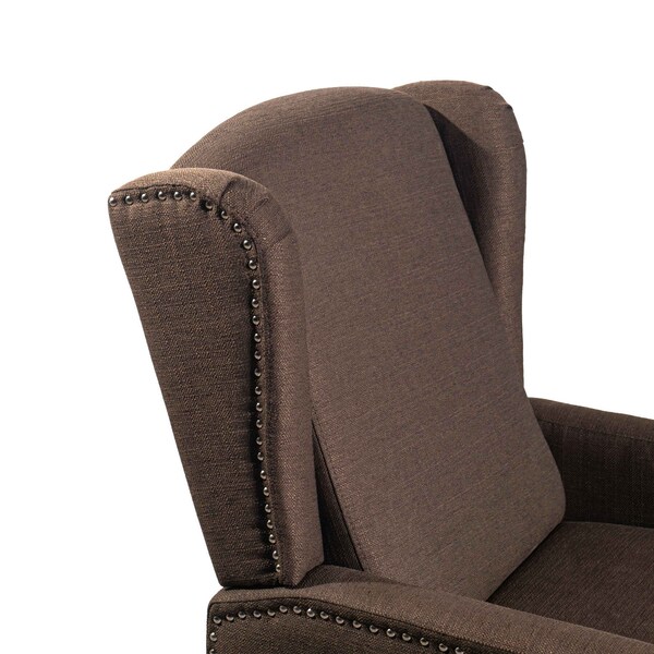 Flash Furniture Prescott Traditional Style Slim Push Back Recliner Chair-Wingback, Brown Polyester, Accent Nail Trim - BO-BS7002-1-BR-GG