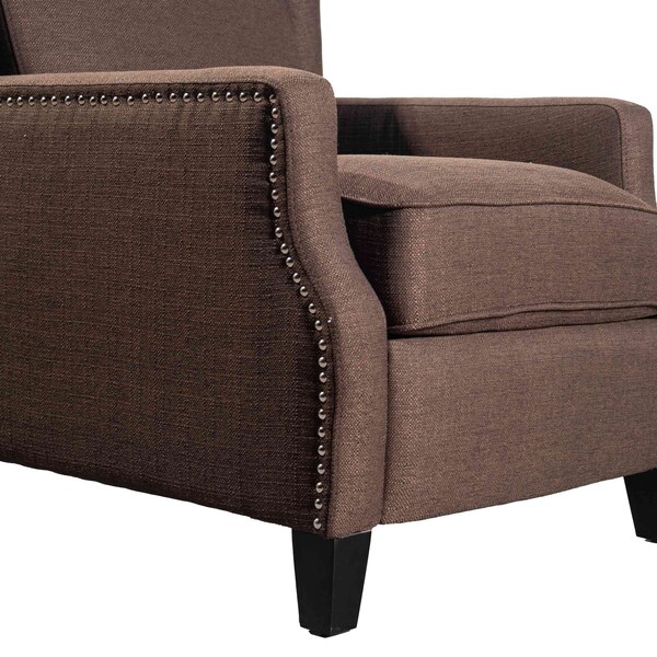 Flash Furniture Prescott Traditional Style Slim Push Back Recliner Chair-Wingback, Brown Polyester, Accent Nail Trim - BO-BS7002-1-BR-GG