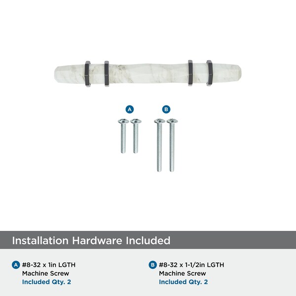 Amerock Carrione 3 inch 76mm Center-to-Center Marble White/Black Bronze Cabinet Pull - BP36639MWBBR