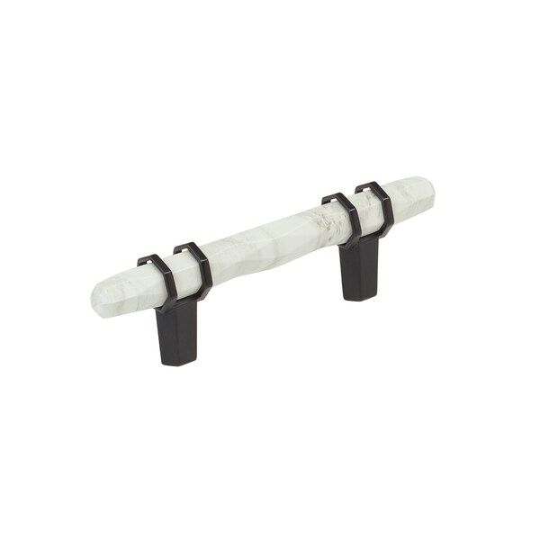 Amerock Carrione 3 inch 76mm Center-to-Center Marble White/Black Bronze Cabinet Pull - BP36639MWBBR
