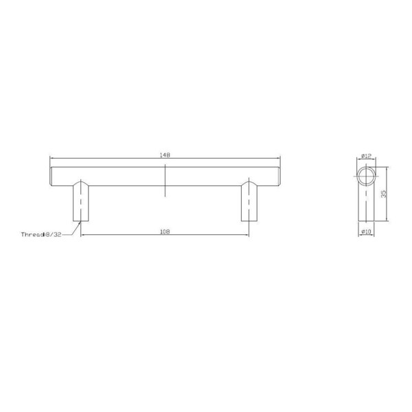 Richelieu 4 1/4 in (108 mm) Center-to-Center Matte Chrome Contemporary Cabinet Pull - BP205108174
