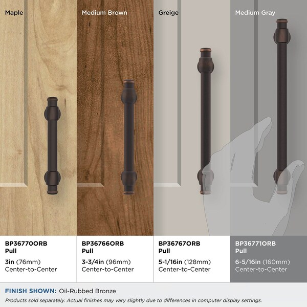 Amerock Winsome 6-5/16 inch 160mm Center-to-Center Oil Rubbed Bronze Cabinet Pull - BP36771ORB