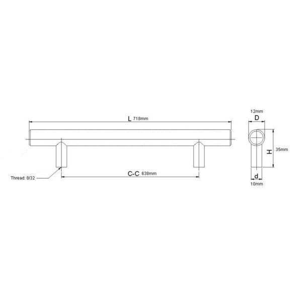 Richelieu 25-1/8 in. (638 mm) Center-to-Center Brushed Nickel Steel Contemporary Drawer Pull - BP305638195