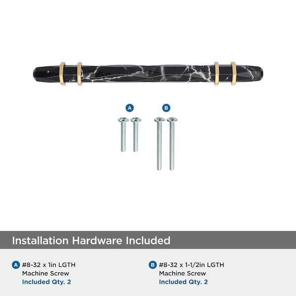 Amerock Carrione 5-1/16 inch 128mm Center-to-Center Marble Black/Champagne Bronze Cabinet Pull - BP36649MBKCZ