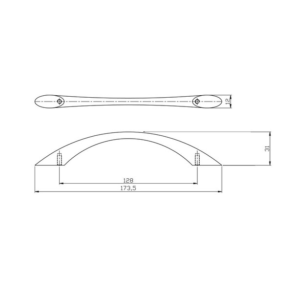 Richelieu 5 1/16 in (128 mm) Center-to-Center Chrome Contemporary Drawer Pull - BP85820128140