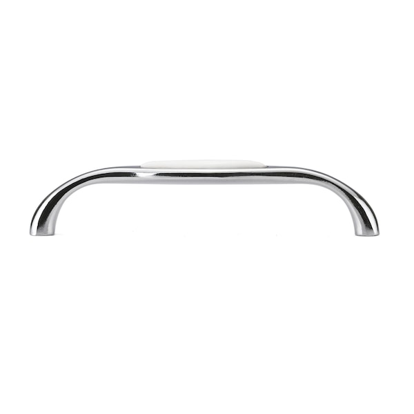Richelieu 5 1/16 in (128 mm) Center-to-Center Chrome, White Traditional Drawer Pull - BP701412814030