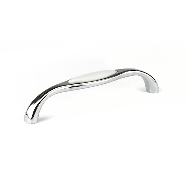 Richelieu 5 1/16 in (128 mm) Center-to-Center Chrome, White Traditional Drawer Pull - BP701412814030