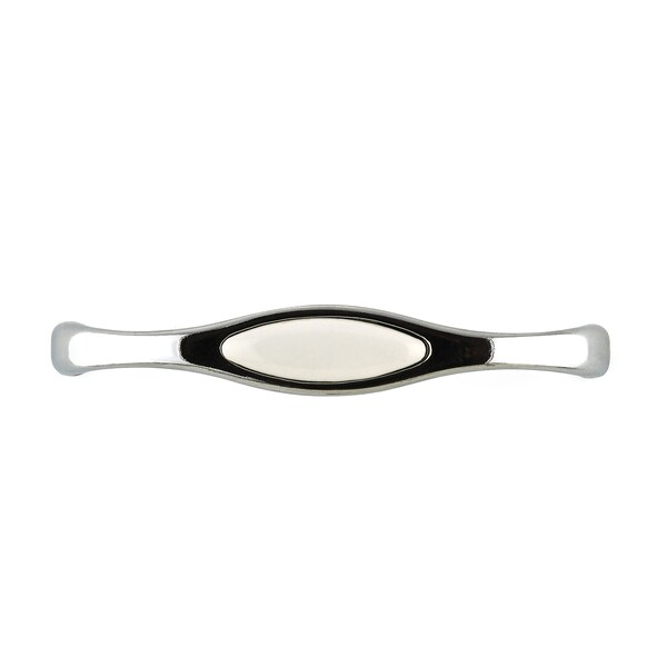 Richelieu 5 1/16 in (128 mm) Center-to-Center Chrome, White Traditional Drawer Pull - BP701412814030