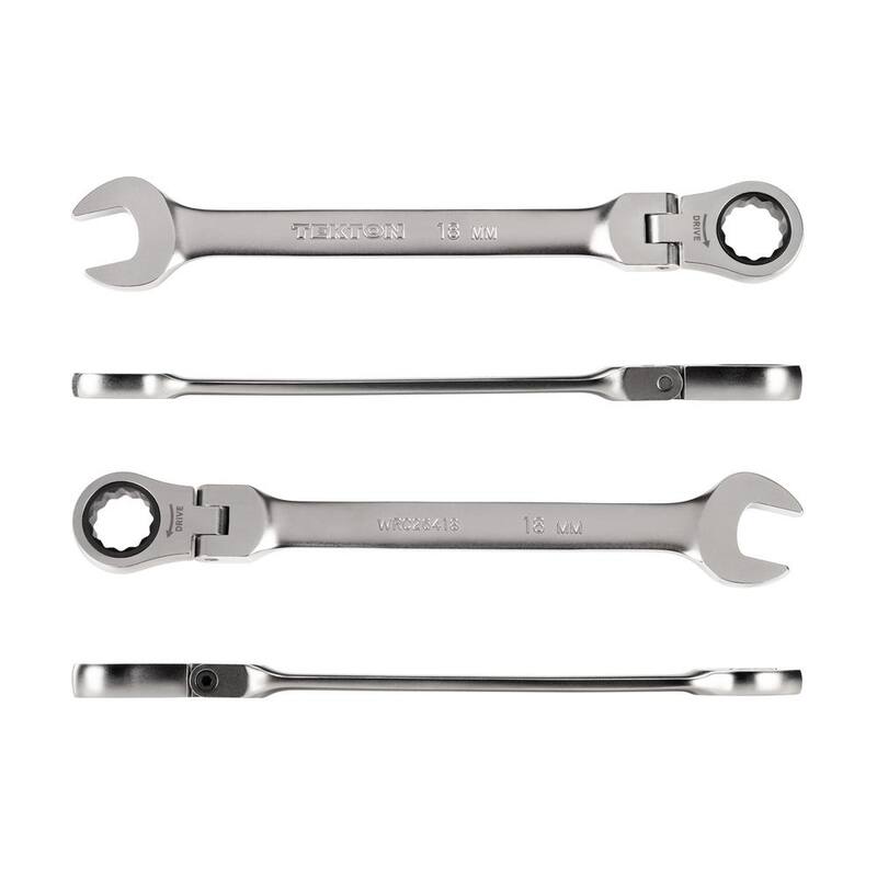 TEKTON 18 mm Flex Head 12-Point Ratcheting Combination Wrench - WRC26418