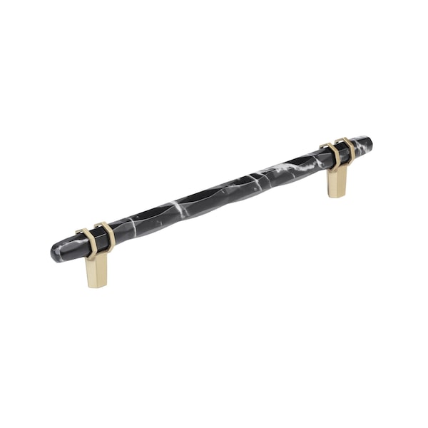 Amerock Carrione 8 inch 203mm Center-to-Center Marble Black/Golden Champagne Cabinet Pull - BP36663MBKBBZ