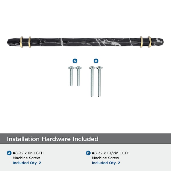 Amerock Carrione 8 inch 203mm Center-to-Center Marble Black/Golden Champagne Cabinet Pull - BP36663MBKBBZ