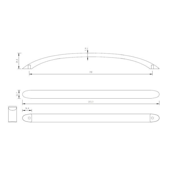 Richelieu 7 9/16 in (192 mm) Center-to-Center Matte Black Contemporary Drawer Pull - BP163192900