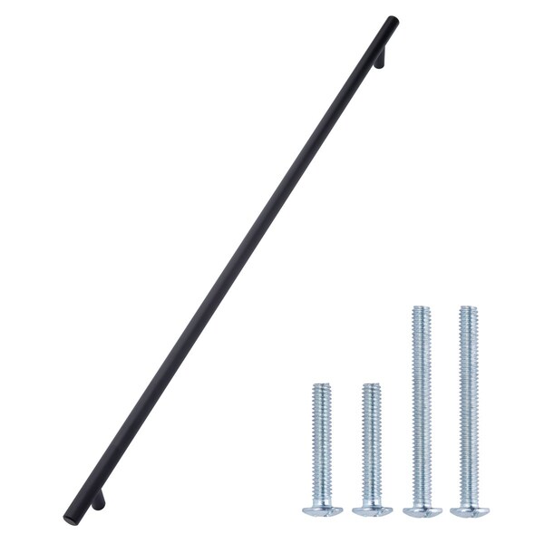 South Main Hardware Euro Bar Cabinet Handle (1/2" Diameter), 21.25" Length (18.9" Hole Center), Flat Black, 10PK - SH487-FB-10