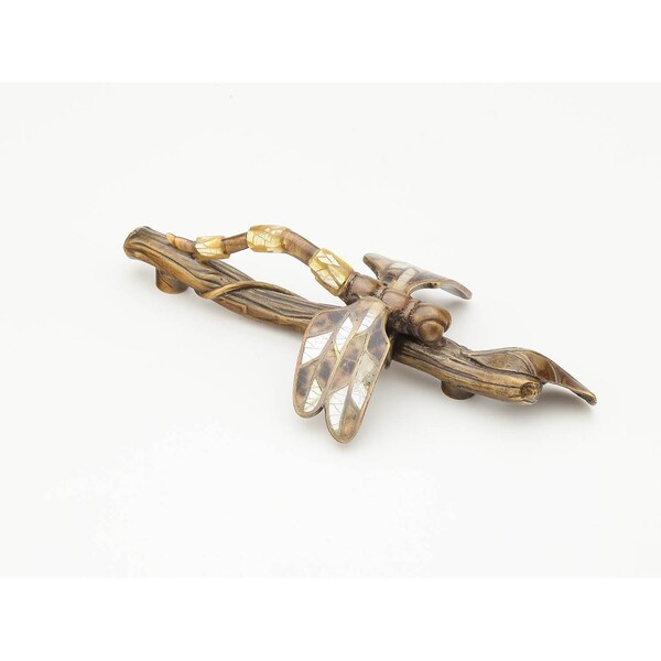 Schaub 3-22/25in Center to Center Mother of Pearl Nature Dragonfly Twig Cabinet Pull Estate Dover Finish - 892-MOP-ED