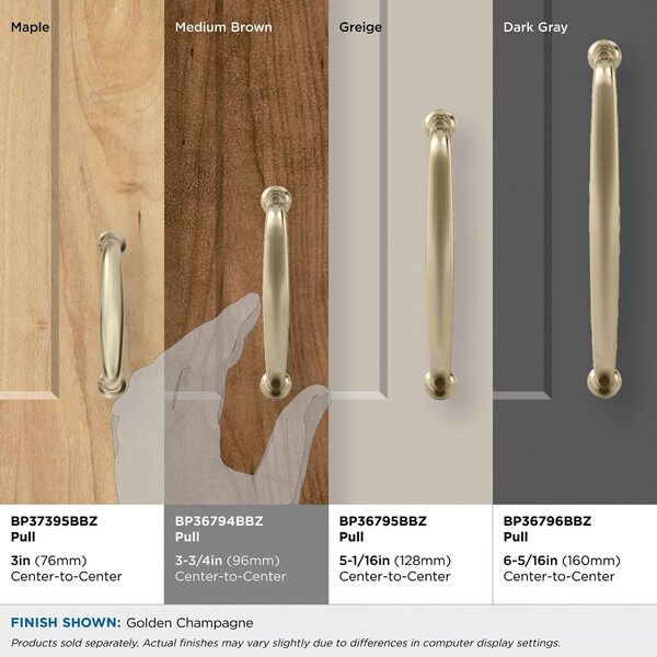 Amerock Renown 3-3/4 inch 96mm Center-to-Center Golden Champagne Cabinet Pull - BP36794BBZ