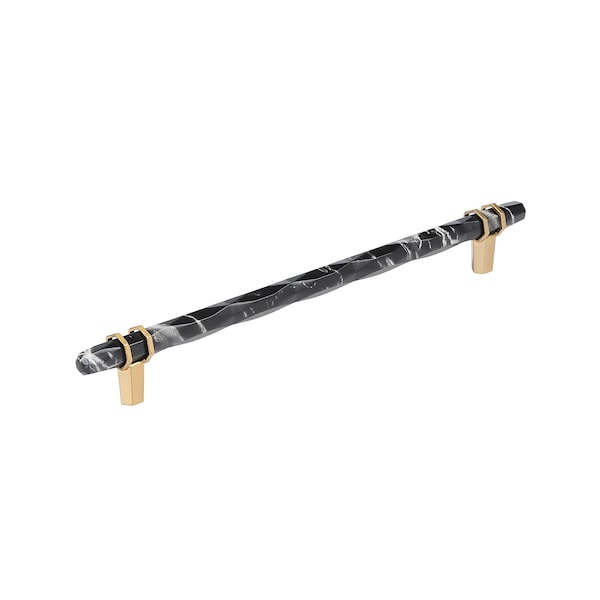 Amerock Carrione 10-1/16 inch 256mm Center-to-Center Marble Black/Champagne Bronze Cabinet Pull - BP36664MBKCZ