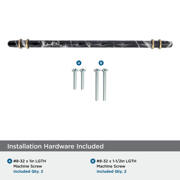 Amerock Carrione 10-1/16 inch 256mm Center-to-Center Marble Black/Champagne Bronze Cabinet Pull - BP36664MBKCZ
