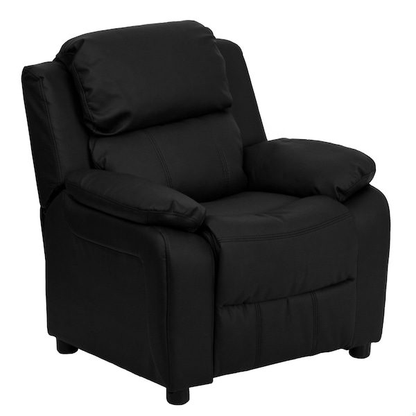 Flash Furniture Kids Recliner, 26" to 39" x 28", Upholstery Color: Black - BT-7985-KID-BK-LEA-GG