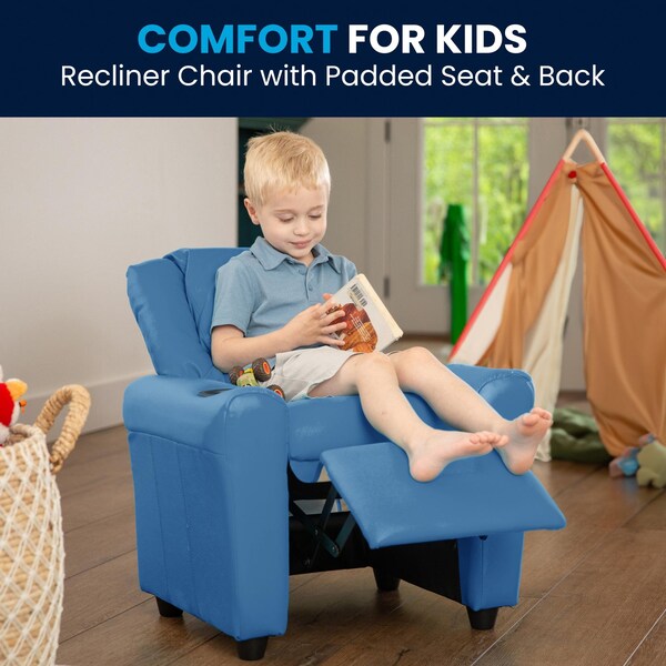 Flash Furniture Kids Recliner, 21-1/2" to 36-1/2" x 27", Upholstery Color: Blue - DG-ULT-KID-LTBLUE-GG