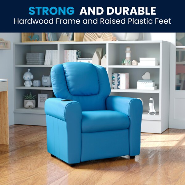 Flash Furniture Kids Recliner, 21-1/2" to 36-1/2" x 27", Upholstery Color: Blue - DG-ULT-KID-LTBLUE-GG