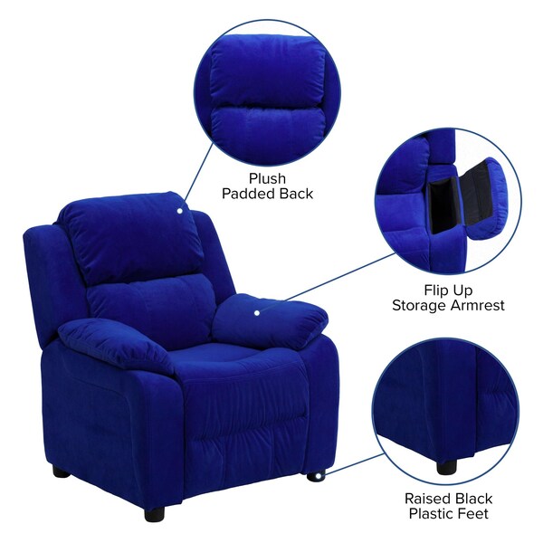 Flash Furniture Kids Recliner, 26" to 39" x 28", Upholstery Color: Blue, Weight Capacity: 90 lb. - BT-7985-KID-MIC-BLUE-GG