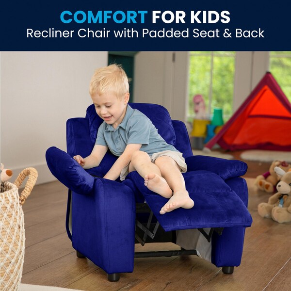 Flash Furniture Kids Recliner, 26" to 39" x 28", Upholstery Color: Blue, Weight Capacity: 90 lb. - BT-7985-KID-MIC-BLUE-GG