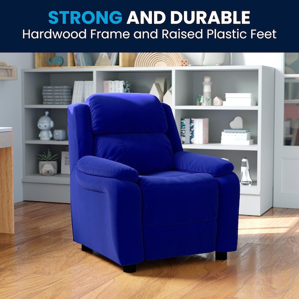 Flash Furniture Kids Recliner, 26" to 39" x 28", Upholstery Color: Blue, Weight Capacity: 90 lb. - BT-7985-KID-MIC-BLUE-GG