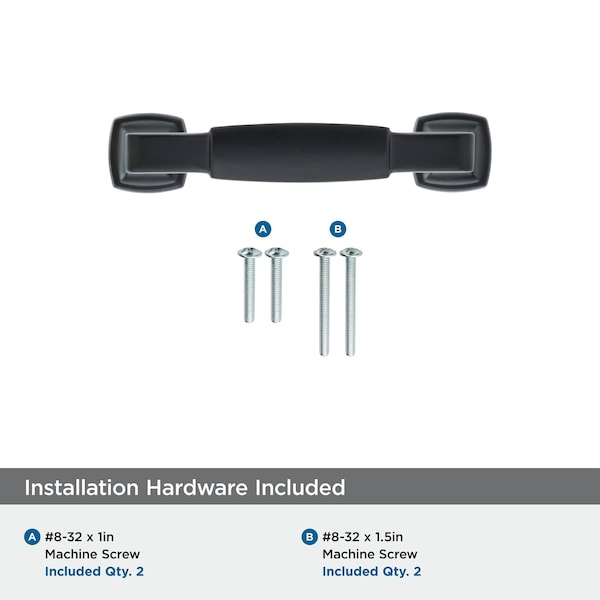 Amerock Stature 3 in 76 mm Center-to-Center Matte Black Cabinet Pull - BP36891FB
