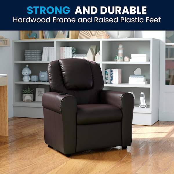 Flash Furniture Kids Recliner, 21-1/2" to 36-1/2" x 27", Upholstery Color: Brown - DG-ULT-KID-BRN-GG