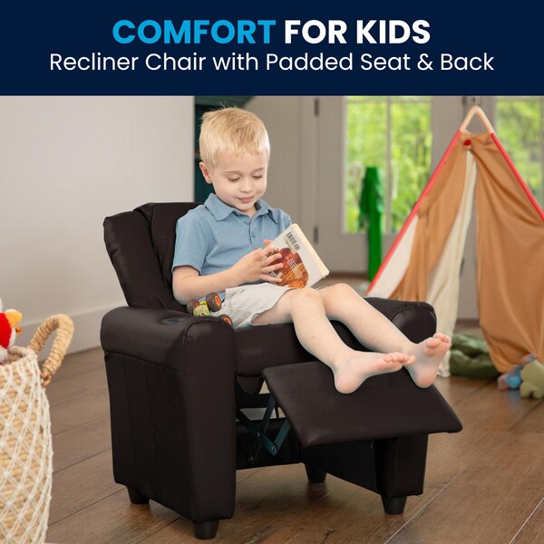Flash Furniture Kids Recliner, 21-1/2" to 36-1/2" x 27", Upholstery Color: Brown - DG-ULT-KID-BRN-GG
