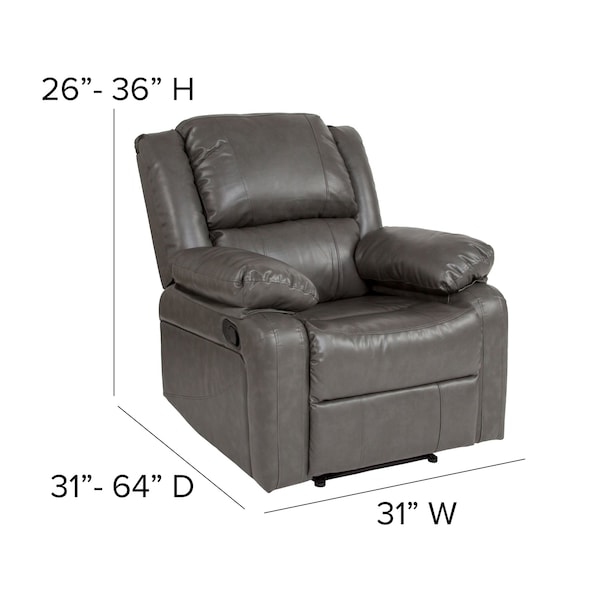 Flash Furniture Harmony Series Leather Recliner, Gray - BT-70597-1-GY-GG