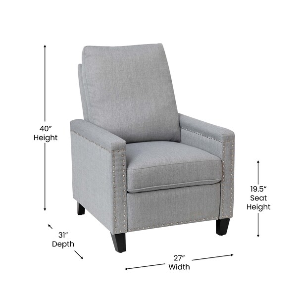 Flash Furniture Light Gray Push Back Recliner - Accent Nail Trim - BO-BS7003-LGY-GG
