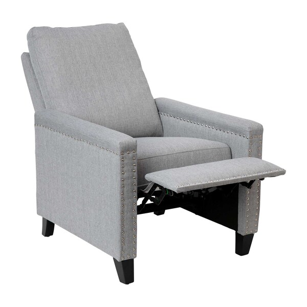 Flash Furniture Light Gray Push Back Recliner - Accent Nail Trim - BO-BS7003-LGY-GG
