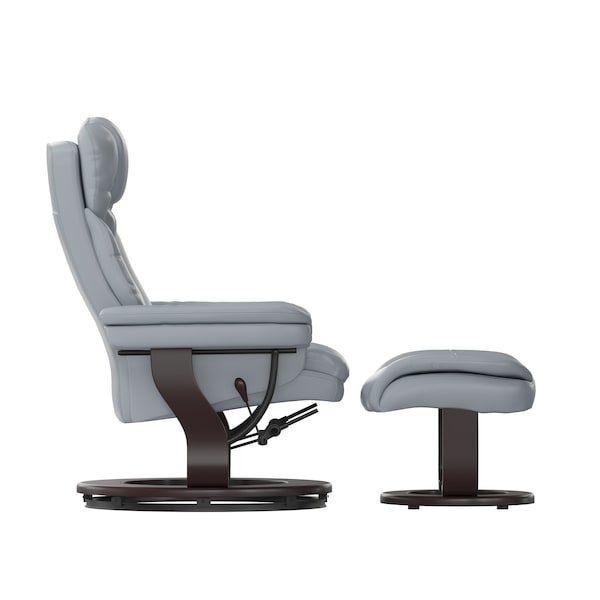 Flash Furniture Allie Recliner Chair with Ottoman Gray LeatherSoft Swivel Recliner Chair with Ottoman Footrest - BT-7821-GY-GG