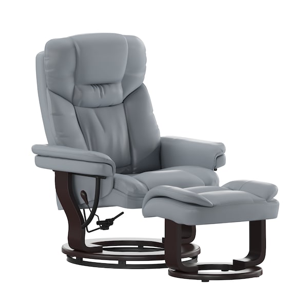 Flash Furniture Allie Recliner Chair with Ottoman Gray LeatherSoft Swivel Recliner Chair with Ottoman Footrest - BT-7821-GY-GG