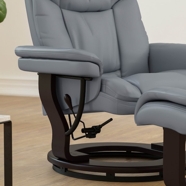 Flash Furniture Allie Recliner Chair with Ottoman Gray LeatherSoft Swivel Recliner Chair with Ottoman Footrest - BT-7821-GY-GG