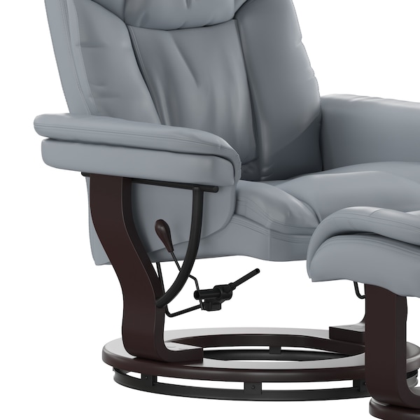 Flash Furniture Allie Recliner Chair with Ottoman Gray LeatherSoft Swivel Recliner Chair with Ottoman Footrest - BT-7821-GY-GG