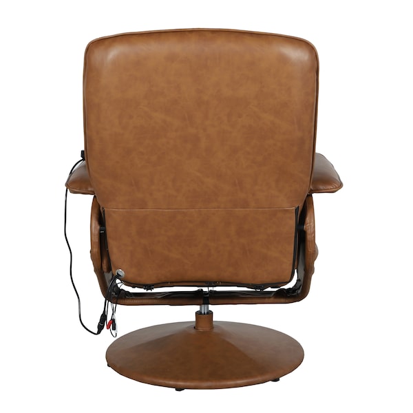Flash Furniture Cason Massaging Adjust Recliner w/Deep Side Pockets and Ottoman w/Wrapped Base, Brown LeatherSoft - BT-753P-MASSAGE-CGN-GG