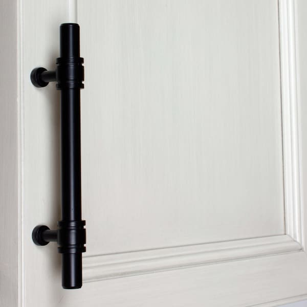 Gliderite Hardware 3-3/4 in. Center to Center Matte Black Barrel Ring Bar Pull - 4340-96-MB, 10PK - 4340-96-MB-10