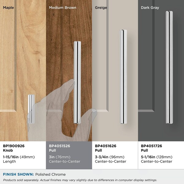 Amerock Bar Pulls 3 in 76 mm Center-to-Center Polished Chrome Cabinet Pull - BP4051526