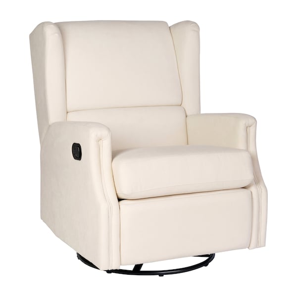 Flash Furniture Omma Swivel Glider Rocker Recliner Chair, Manual 360 Degree Swivel Wingback Recliner, Cream - CY-RAC-537-CRM-GG