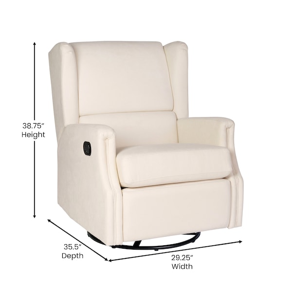 Flash Furniture Omma Swivel Glider Rocker Recliner Chair, Manual 360 Degree Swivel Wingback Recliner, Cream - CY-RAC-537-CRM-GG