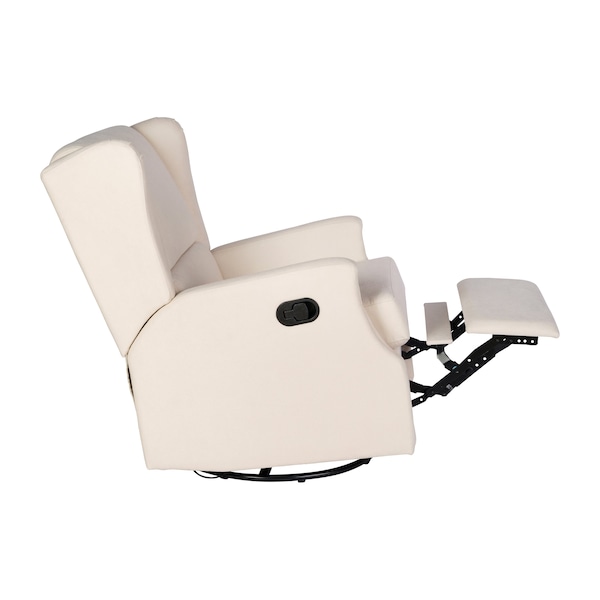 Flash Furniture Omma Swivel Glider Rocker Recliner Chair, Manual 360 Degree Swivel Wingback Recliner, Cream - CY-RAC-537-CRM-GG
