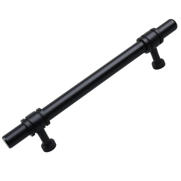Gliderite Hardware 5-1/16 in. Center to Center Matte Black Barrel Ring Bar Pull - 4340-128-MB, 10PK - 4340-128-MB-10