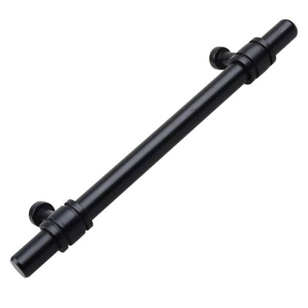 Gliderite Hardware 5-1/16 in. Center to Center Matte Black Barrel Ring Bar Pull - 4340-128-MB, 10PK - 4340-128-MB-10