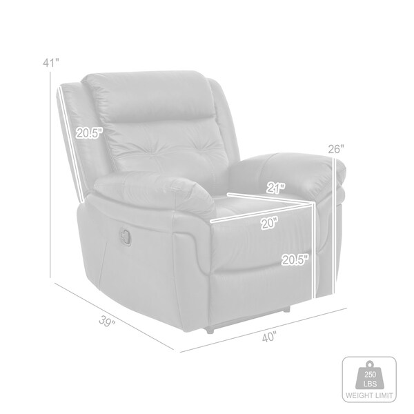 Armen Living Marcel Manual Recliner Chair in Dark Brown Leather - LCMC1BR